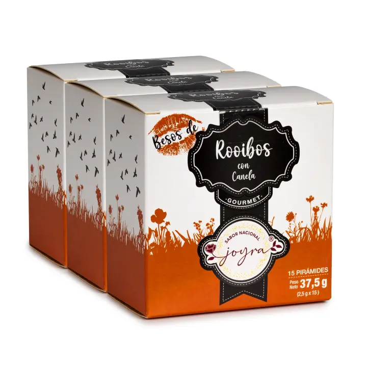 ARTE SABOR Pack de 3 cajas de Infusión natural de Rooibos con canela en 15 pirámides. 37,5 grs 9x5x9,5 Cm. - 1