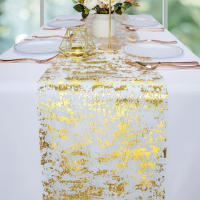 Bandera De Mesa De Fiesta De Cumpleaños Y Boda Con Reluciente Dorado Decoración De Mesa Teléfono Mesh Térmico Material Poliéster/Celulosa - details 6