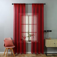 Cortina Transparente De Hilo De Lino Roja Para Decoración De Sala De Estar Estilo Celebración 1 Pieza Cortina De Voile Sólida - details 4