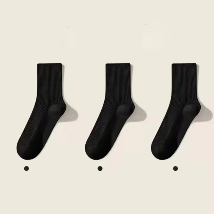 3 Pares De Calcetines Blancos Para Mujer Estilo Harajuku Coreano Y2k Lolita Calcetines Solids Con Rayas Medio Tubo Algodón Poliéster - 1