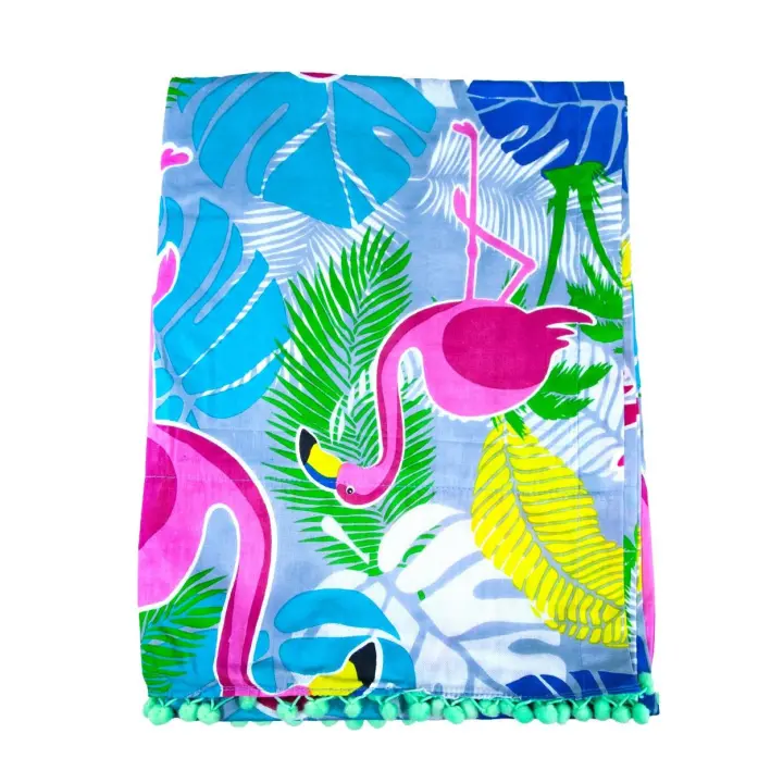 SUN & SURF Pareo Fino Estampado Flamingo Tendencia Moda 90X170CM  - Vestido, Sarong, Falda, Resistente, Playa Sol y Piscina - 1