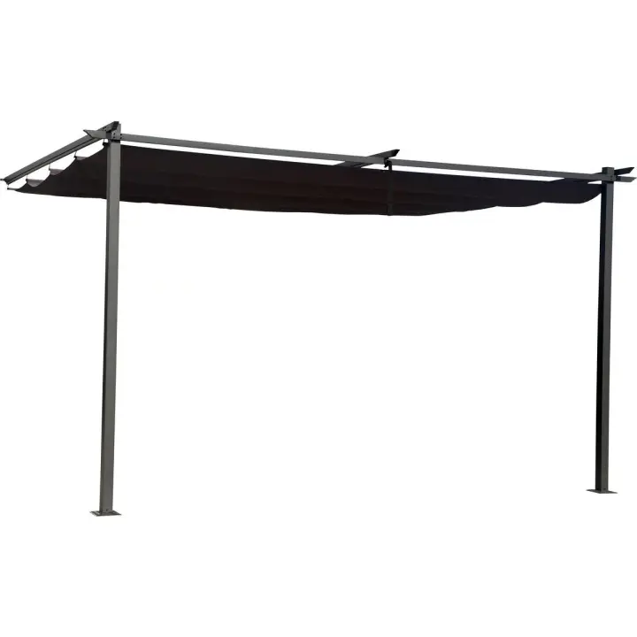 Pérgola adosada con techo retráctil - 3 x 4 m - gris antracita - 1