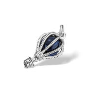 Colgante de plata paso a paso con cuentas, ideal como regalo de cumpleaños para novia, con diseño de cuento de hadas y globo aerostático azul - details 0
