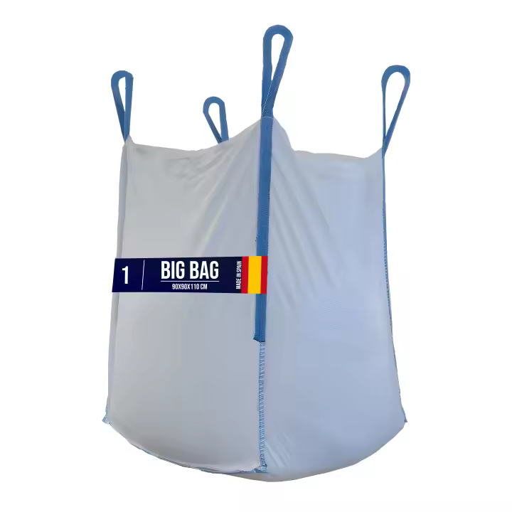 Big Bag 90x90x120 cm con Boca de Vaciado Inferior – Saco a Granel de 1.000 kg | FIBC, Polipropileno Reforzado, Reutilizable – Para Obra, Agrícola, Residuos, Arena, Escombros - 1