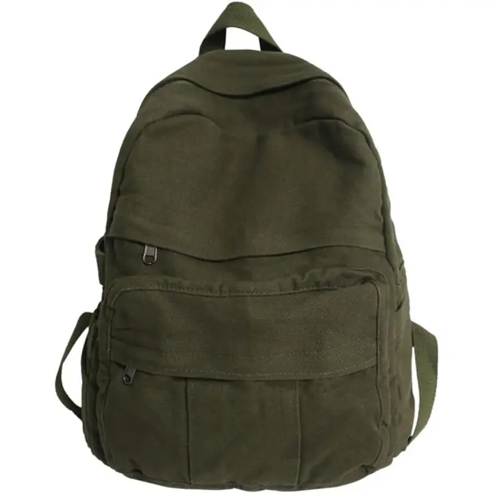 Mochila para computadora portátil para mujer, mochila de lona de viaje para mujer, mochila estética verde vintage para la escuela, verde 2 - 1