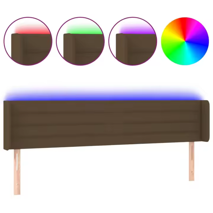 vidaXL Cabecero con LED de tela marrón oscuro 163x16x78/88 cm - 1