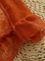 Cortinas De Encaje Naranja De 78 Pulgadas Con Espejo Redondo Para Sala De Estar Dormitorio Balcones Decoración De Hogar Y Fiestas - details 15