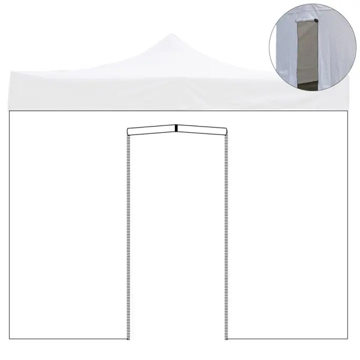 Cubierta lateral impermeable blanco 4,5x2MT con Puerta enrollable para carpa plegable - 1