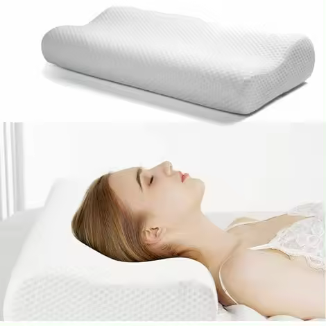 Almohada cervical ergonómica de espuma viscoelástica con funda hipoalergénica lavable, 50 x 30 x 10 cm - 1