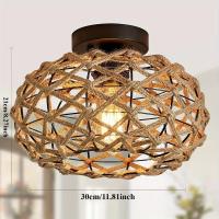 Iluminación De Techo En Rama De Lino Natural Estilo Chino Con Sombrilla De Paja Tejida Para Decoración De Cocina Dormitorio Pasillo - details 0
