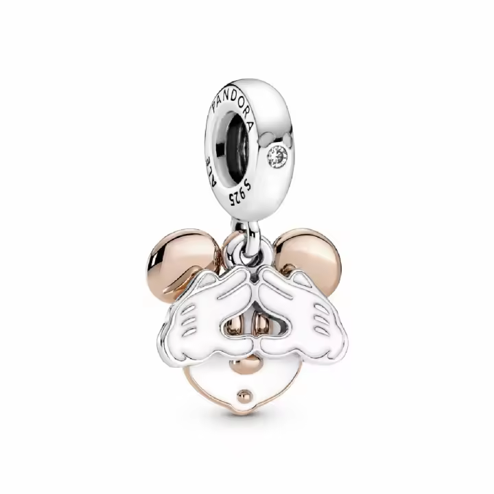 Charm Colgante Pandora Doble Mickey Mouse Plata y Rose - 1