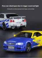 Modelo De Coche Deportivo GTR34 De 1:32 En Aleación De Metal Con Absorci\u00f3n De Choque De Cuatro Ruedas Luces Y Sonido Geniales Decoraciones De Escritorio - details 6