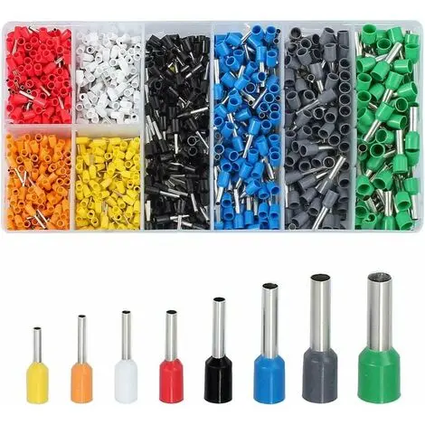 1200 piezas de casquillos (0,5-10 mm²) Conector de crimpado para casquillos de cable VFENG Juego de casquillos de conector de línea de terminal con estuche - 1