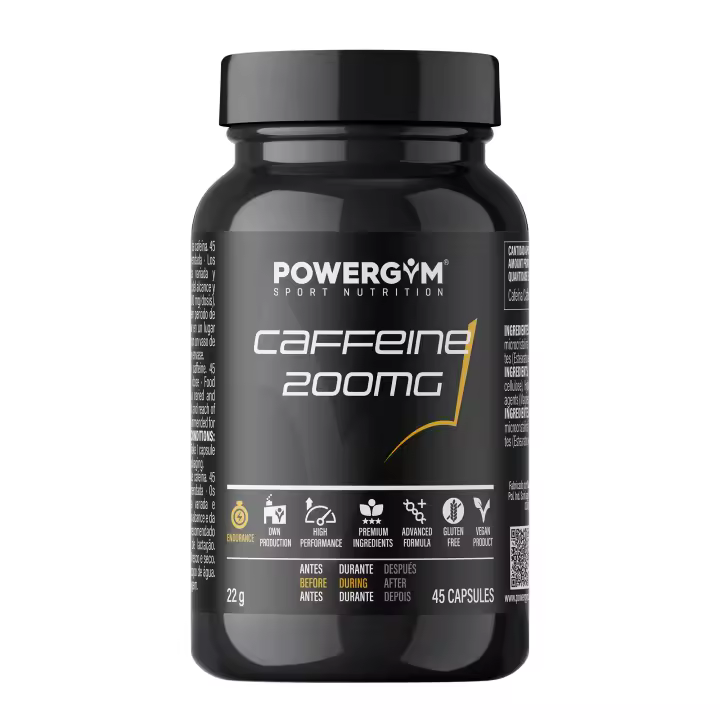 POWERGYM  CAFEINA CAFFEINE 200 mg 45 Cápsulas – Cafeína en comprimidos mejora el rendimiento deportivo de forma cómoda – Sin Gluten  No GMO  Vegano  Doping Free - 1