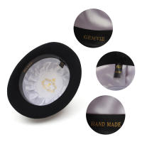 Sombrero Derby De Lana Negra 100% Para Hombres Y Mujeres Lining De Satén Estilo Formal Fedoras Para Fiestas Y Complementos De Magia Talla Ajustable - details 3