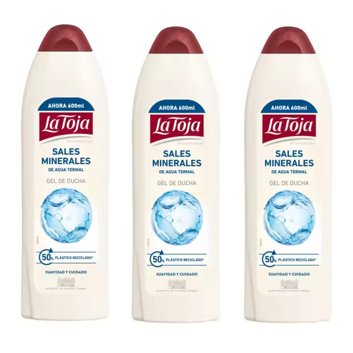 La Toja Gel de Ducha con Sales Minerales 600 ml (Pack 3 unidades) - Gel de baño con Sales Minerales de Agua Termal de La Toja, Mantiene la piel hidratada y enriquecida, pH neutro, textura cremosa y delicada, tradicional fragancia - 1