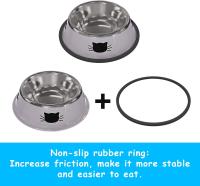 3 piezas de acero inoxidable para gatos y perros pequeños Bowl Base antideslizante Suministros para mascotas - details 1