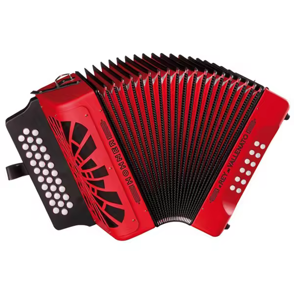 ACORDEON DIATONICO-Hohner (A/4924) (EL Rey del Vallenato GCF) (Rojo) (Con Funda de Calidad) - 1