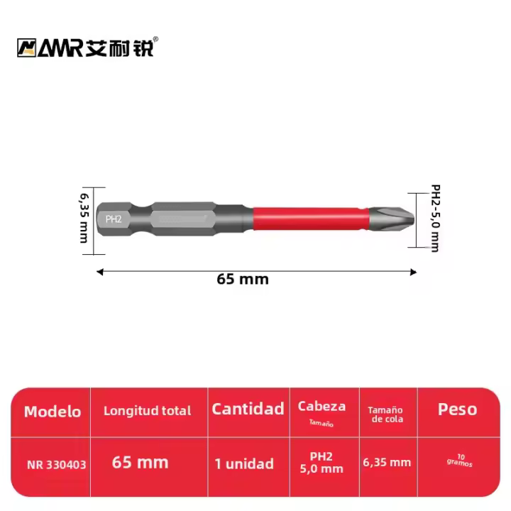 Juego De Puntas De Destornillador Magnéticas Resistentes a La Humedad PH2 Tamaños 25/50/65/70/100mm Torque Alto No Slip Para Baterías De Impacto - 1