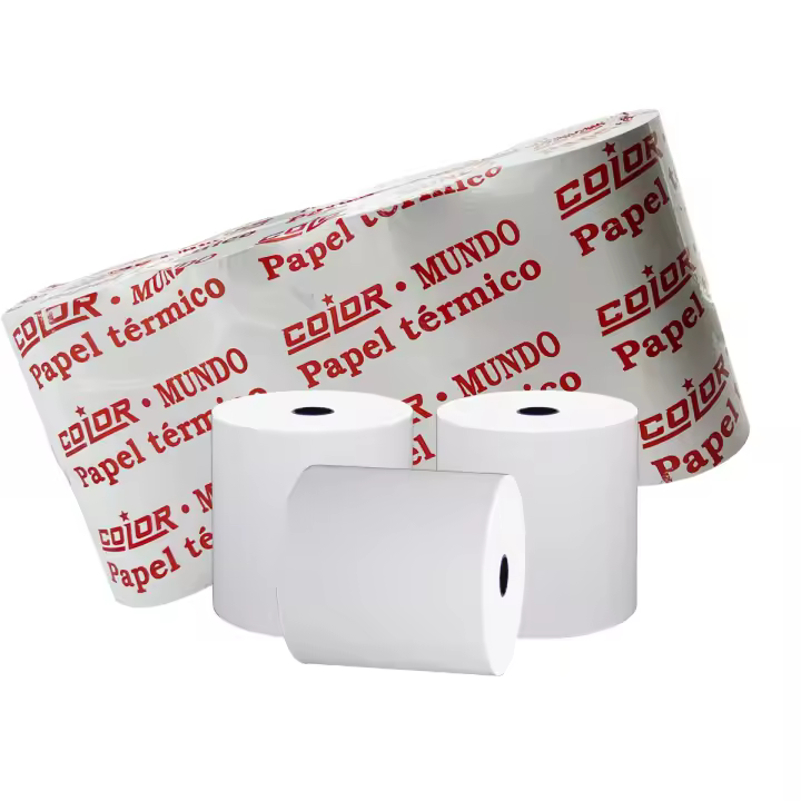000-001 Rollos de papel térmico 80X80mm, papel para tickets de Datáfonos, Cajas Registradoras y TPV. Marca color mundo - 1