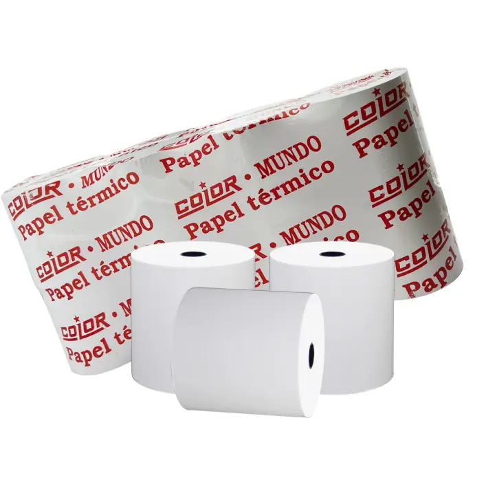 000-001 Rollos de papel térmico 80X80mm, papel para tickets de Datáfonos, Cajas Registradoras y TPV. Marca color mundo - 1
