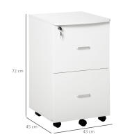 Vinsetto Cajonera de Oficina Mueble Auxiliar para Archivos con 2 Cajones Cerradura de 2 Llaves 5 Ruedas y 2 Frenos para Estudio Despacho Dormitorio 43x45x72 cm - details 2