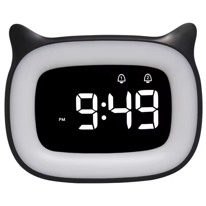 Despertador Infantil Digitals, Reloj Despertador para Niñas, LED Pantalla Alarma Inteligente, 12/24 Horas Brillo Ajustable, Alarma Doble 18 Música Despertadores con Snooze, Blanco - 1