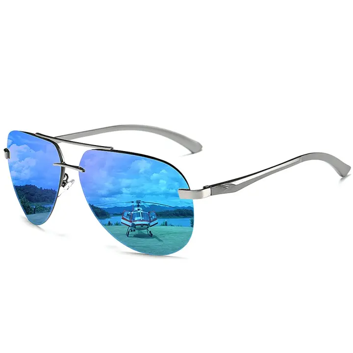 Gafas de sol de aviador polarizadas para hombres y mujeres, 63 mm, protección UV400, marco de metal, lentes de espejo livianas para exteriores - 1