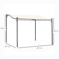 Outsunny Cenador de Jardín 3x3 m Pérgola con Toldo y 16 Orificios de Drenaje para Patio Terraza Metal y Poliéster 180 g/m² Resistente Crema - details 2