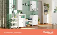 VASAGLE Mueble de Lavabo, Mueble de Baño, Armario de Almacenamiento, 60 x 30 x 60 cm, con 2 Puertas de Persiana, Tablero Ajustable, Manijas, Estilo Nórdico Escandinavo, Blanco Mate - details 0