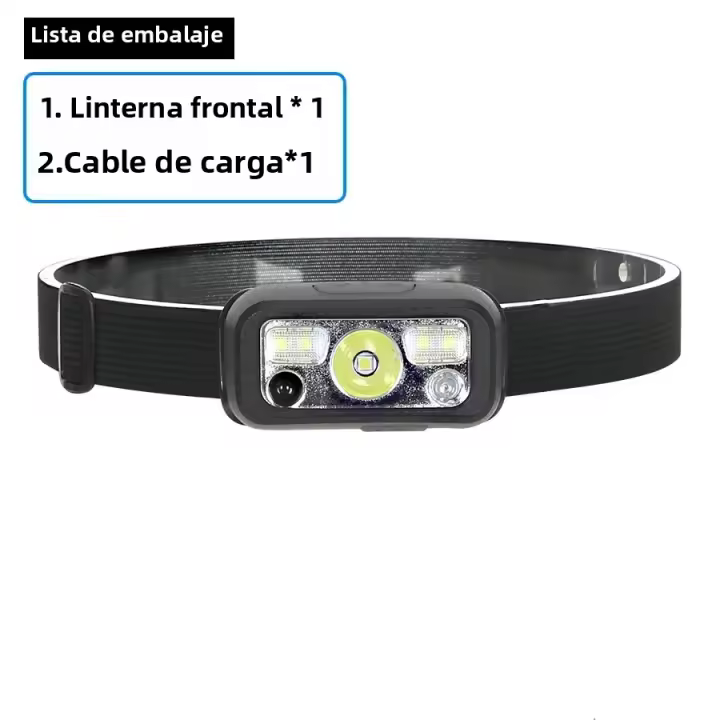 Linterna Frontal LED Recargable Mini Con Sensor Y Batería Integrada USB Impermeable Para Camping Y Pesca Luz De Mano Para Exteriores - 1