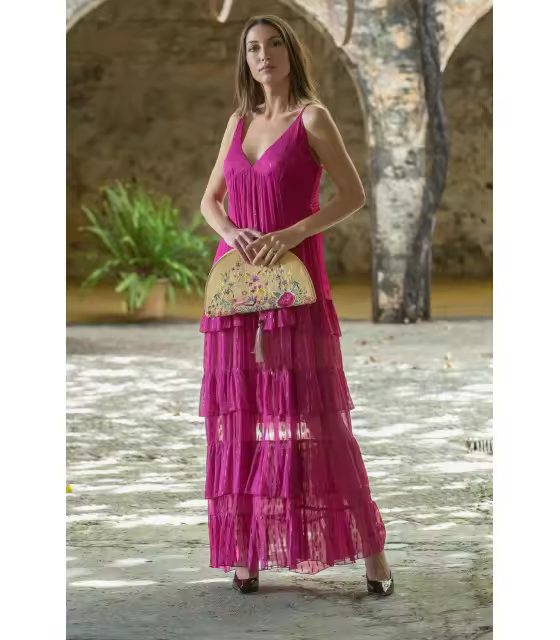 VESTIDO PRIMAVERA FUCSIA SUNSET AND MOON  PV2282D - 1