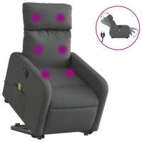 vidaXL Sillón de masaje eléctrico reclinable elevable tela Gris claro, Gris oscuro, Negro Sillon Dormitorio Sillon Comodos Silla Relax Sillón Sofá - details 3