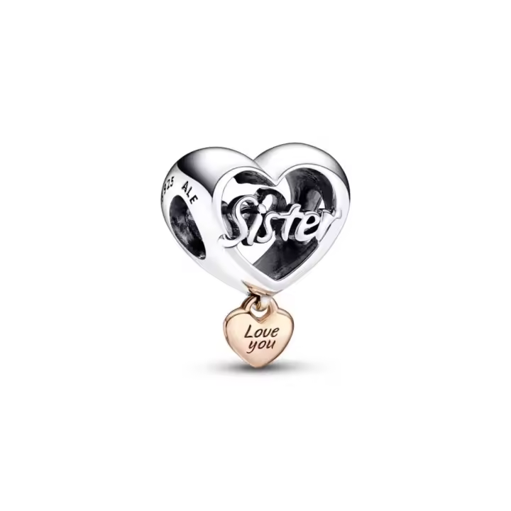 Charm en plata de ley y con un reucbrimiento en oro rosa de 14k Corazón Te Quiero Hermana Pandora 782244C00 PANDORA Raíz Joyas Pandora MUJER inicio Charm Pandora Mujer Pandora Original - 1