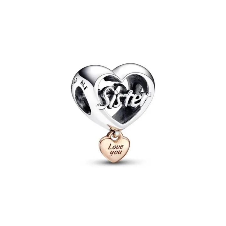 Charm en plata de ley y con un reucbrimiento en oro rosa de 14k Corazón Te Quiero Hermana Pandora 782244C00 PANDORA Raíz Joyas Pandora MUJER inicio Charm Pandora Mujer Pandora Original - 1