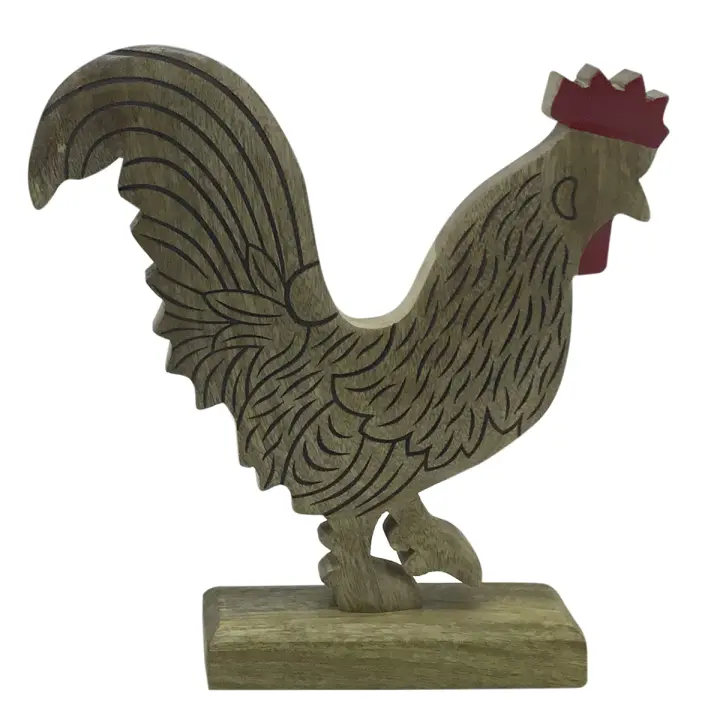 CAPRILO REGALOS & DECORACIÓN Figura Decorativa de Madera "Gallina Cresta Roja ". Adornos y Esculturas. Animales. Regalos Originales. Decoración Hogar. 20 x 5 x 20,50 cm. - 1