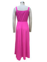 BAMBOOBOY Vestido Largo De Verano Para Mujer Con Tirantes Estilo Casual Cuello En V A-Line Pierna Slit Alta Manga Sin Manga Polyester Spandex - details 21