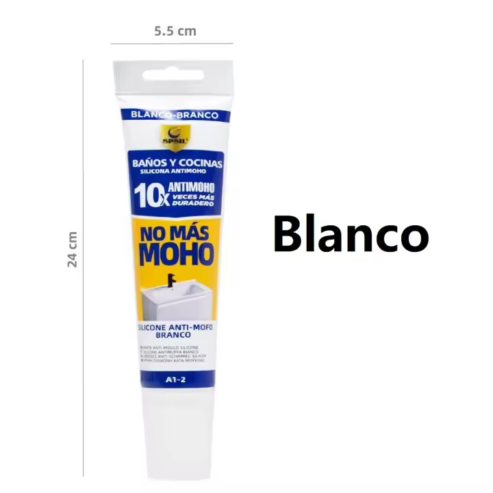 SILICONA ANTIMOHO,COLOR BLANCO,BAÑO Y COCINAS,10VECES MAS DURADERO,125ML,cm,fespu - 1