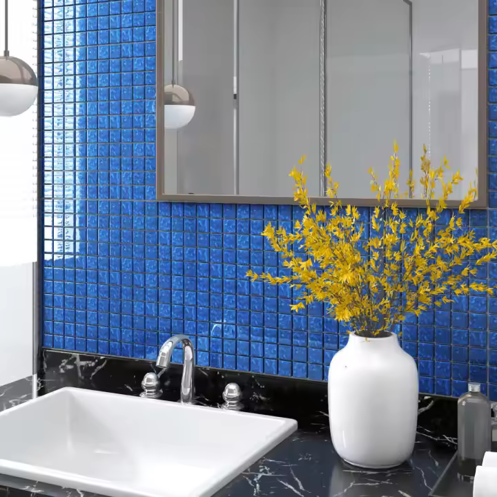 vidaXL Azulejos de mosaico 11 unidades vidrio azul 30x30 cm - 1