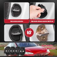 4PCS Absorbedores De Choque Para Puerta De Coche Para Tesla Model 3/Y/X/S Protector De Cerradura Flexible Cubierta De Latch De Puerta De Coche En Silicona - details 3