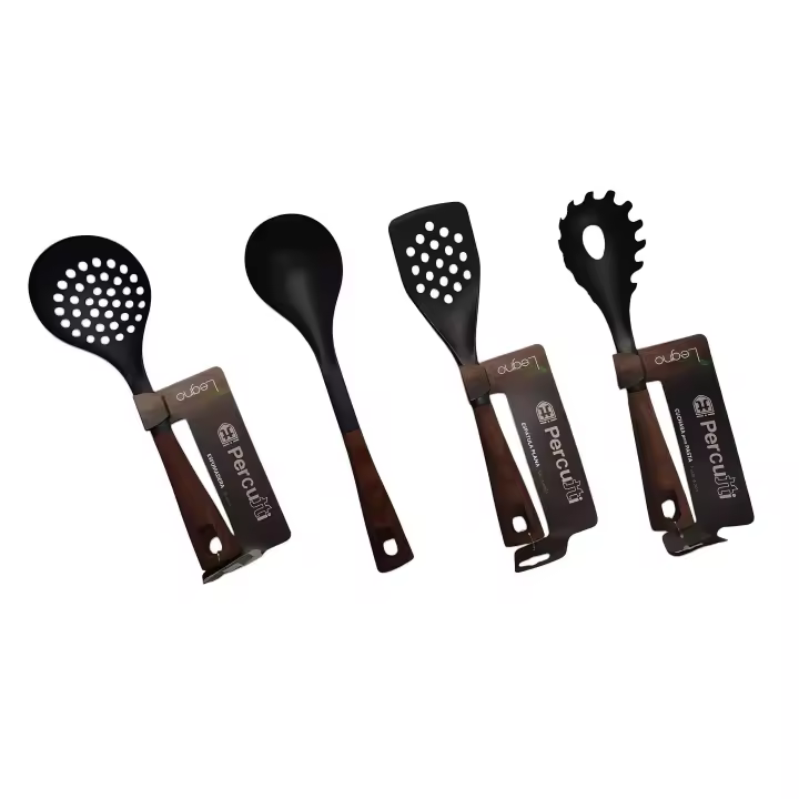 Set de 4 Utensilios de Cocina Percutti Legno - Nylon y Mango Soft Touch - 1