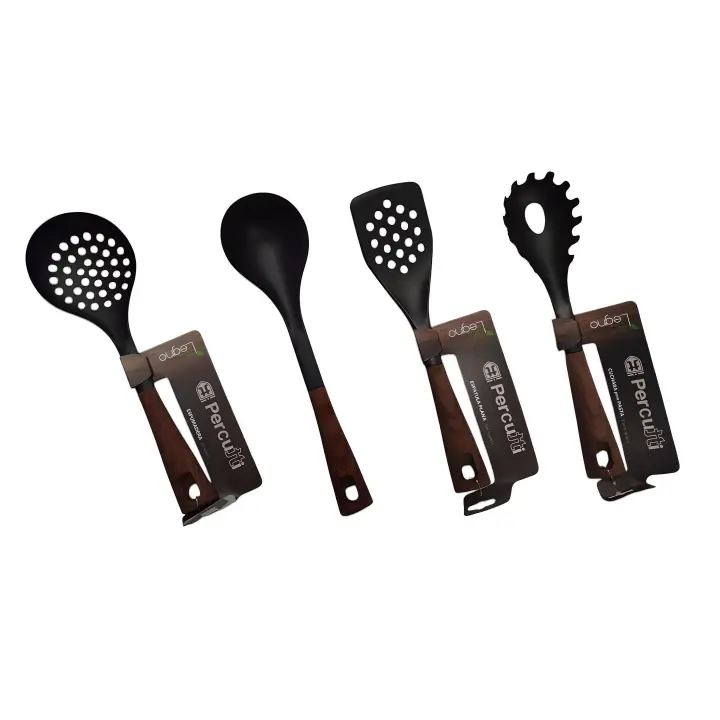 Set de 4 Utensilios de Cocina Percutti Legno - Nylon y Mango Soft Touch - 1