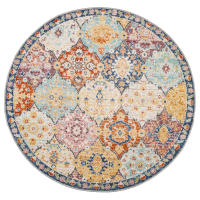 vidaXL Alfombra de interior/exterior diseño vintage ARBIZU Ø 120 cm Color Rosa,  Multicolor,  Gris claro y mas Alfombras de área  Alfombra de Piso para Sala de Estar Dormitorio Habitación Salón - details 3