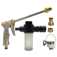 Pistola De Agua De Metal Alta Presión Con Varilla Larga Y Botella De Espuma De 100ML Kit De Riego Para Jardín Ajustable Y Portátil - details 0