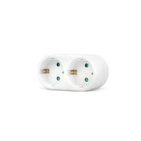 2*Adaptador 2 tomas Schuko, adaptador 2 enchufes, ladron doble frontal, enchufe multiple con 2 tomas, ladron de enchufes 2 x 16A, con proteccion para niños, max 3680W, color blanco, Don Feliz - details 0
