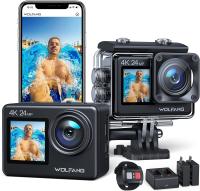 WOLFANG GA200 Action Cam 4K Cámara subacuática de 24MP WiFi 40M resistente al agua EIS estabilizador de imagen cámara de casco con pantalla táctil Gran angular de 170° (cargador, mando a distancia, 2 baterías y kit de accesorios) - details 6