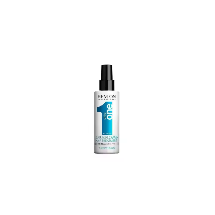 Revlon - Serum Uniq One Spray Lotus para cabello seco y dañado, reparador profundo con protección térmica y UV, serum pelo con 10 beneficios, 150 ml - 1