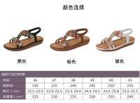 Zapatos de playa con diamantes de imitación 2025, cabeza redonda, tacón plano de alta gama, estilo hueco, cómodos zapatos de mujer para pleno verano - details 0