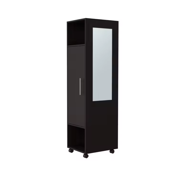 TUHOME Armario Kronospan con Espejo Negro 160x40x48 Cm - 1