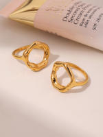 Vintage único Anillo Redondo Patrón de Textura fundidas detalle de las mujeres de Oro de Textura temperamento joyería impermeable de regalo - details 8
